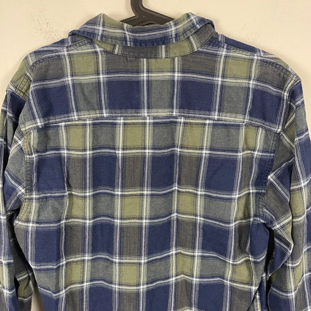 Vintage Wrangler Plaid Western Flannel Shirt‎ Mens M Medium Blue Flannel